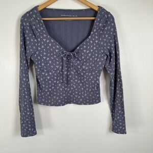 Boho Aeropostale‎ Floral Tie Front Long Sleeve Shirt XL